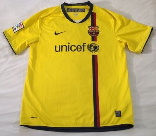 Men’s Nike 2008 Lionel Messi Fc Barcelona Soccer Jersey Size Adult Large Yellow