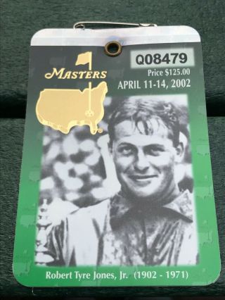 2002 Masters Badge Tiger Woods Champion - Augusta National Souvenir Ticket