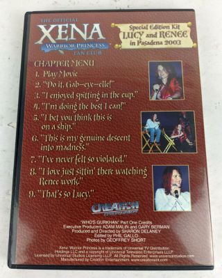 Official XENA Warrior Princess Fan Club Special Edition Kit Pasadena 2003 DVD 2
