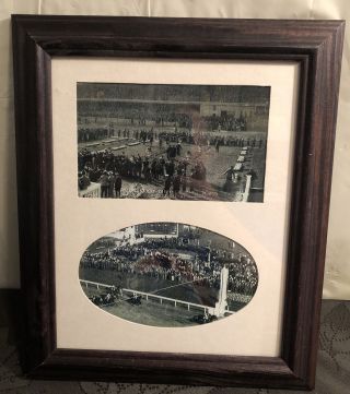 1944 Kentucky Derby Framed Photo Of Pensive In Winner Circle & At Finish Line