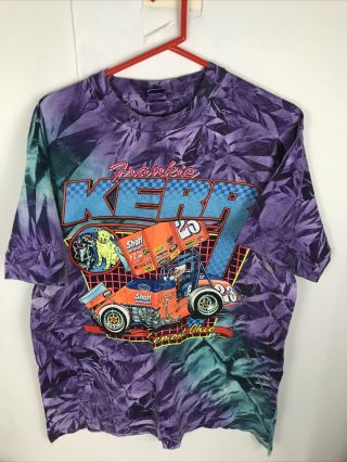 Vtg 90s Frankie Kerr All Over Print T Shirt Drag Racing Single Stitch Shoff Usa