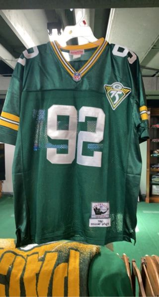 Reggie White Packers Jersey Mitchell And Ness,  Large,  Stiched,  Sewn,  Hof,  Dpoy