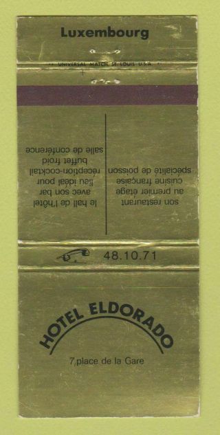 Matchbook Cover - Hotel Eldorado Luxembourg Wear 30 Strike