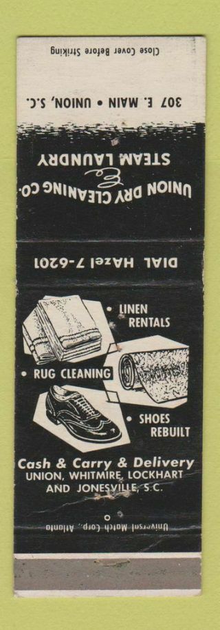 Matchbook Cover - Union Dry Cleaning Steam Laundry Union Sc