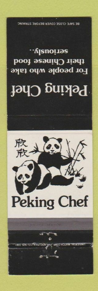Matchbook Cover - Peking Chef Chinese Restaurant Wilkes Barre Pa Panda