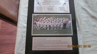 Oakland Raiders 1980 Bowl Xv Team Photo Plaque
