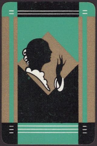 Playing Cards 1 Single Card Old Vintage Art Deco Girl Blowing Kiss Picture B