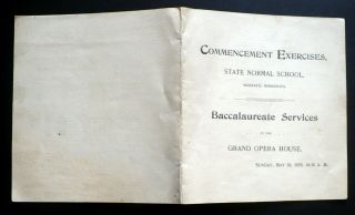 1893 Commencement Program Mankato St.  Normal School Minnesota,  Grand Opera House