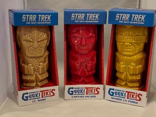 Star Trek The Next Generation Series Ceramic Geeki Tiki Mugs | Complete Set Of 6