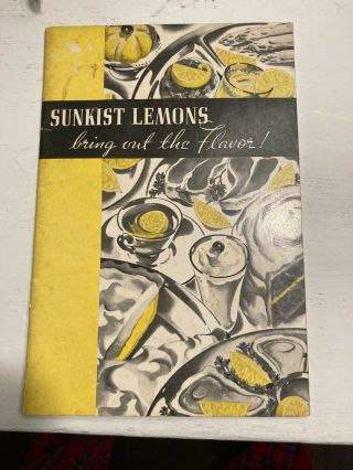 Vintage Sunkist Lemons Recipe Booklet,  1939,  32 Pages,  5 " X 7.  25 "