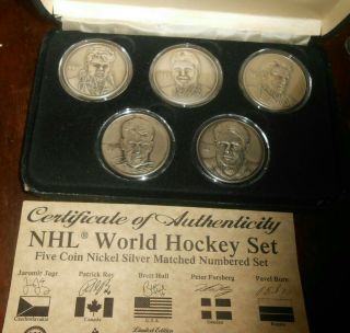 Nhl World Hockey 5 Coins Nickel Silver Matched Numbered Set By The Highkand