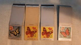 4 Vintage 1955 Ohio Match Company Matchbook Covers With Butterflies