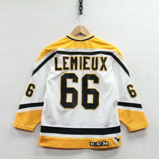 Vintage Mario Lemieux 66 Pittsburgh Penguins CCM Jersey Youth Size L/XL 90s NHL 2