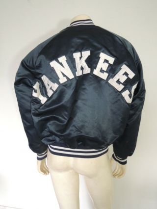 Vintage York Yankees Navy Blue Chalk Line Jacket Distressed Size Large