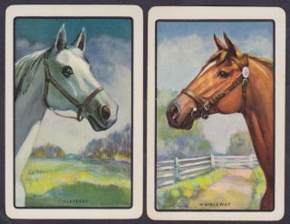 2 Single Vintage Swap/playing Cards Named Horse Heads Ohlaverry,  Whirlaway
