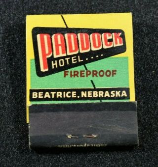 Rare Early PADDOCK HOTEL - COFFEE SHOP Matchbook - Great Graphics - BEATRICE NEBRASKA 2