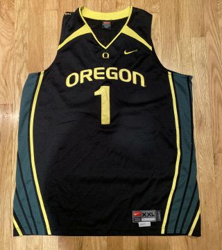 Vintage Nike Team Oregon Ducks Basketball Jersey Size Xxl 1 Stitched Black