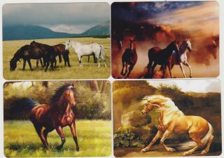 Swap/playing Cards Horses In Scenes Modern Horizontal Wides X 4