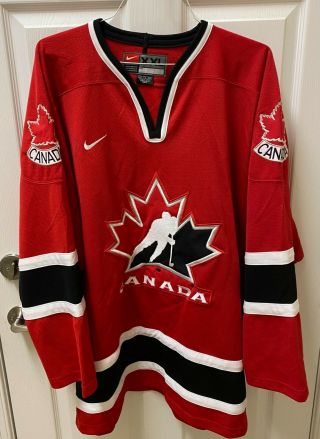 Vintage Team Canada Nike Hockey Jersey Size 2xl Red Olympics Stitched
