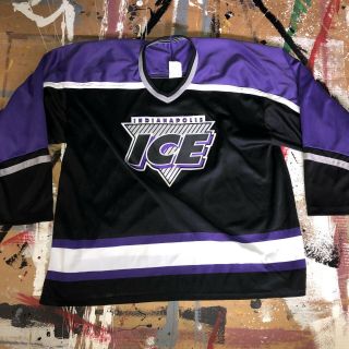 Vintage Indianapolis Ice Hockey Jersey Mens L/xl Bauer Stitched Logo Ihl 90s