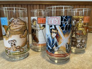 1983 Star Wars Return Of The Jedi Burger King Set Of 4 Glasses Coca - Cola