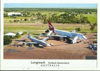 Australia Postcard - Qantas Planes,  Boeing 707 & 747 - Longreach,  Qld - Mv