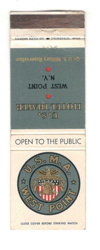 U.  S.  M.  A.  U.  S.  Hotel Thayer West Point York Vintage Matchbook Cover St7