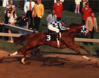 Secretariat 1973 Preakness Stakes Finish 8 " X 10 " Photo Signed Ron Turcotte