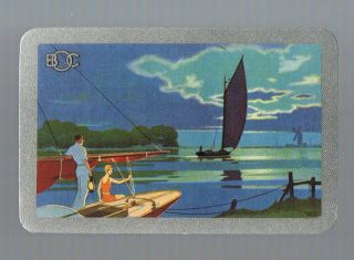 Playing Swap Cards 1 Vint Advert B.  O.  C.  Deco Sailing H/bone 237