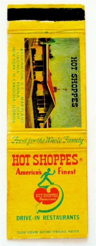Hot Shoppes Drive - In Restaurants Washington,  Dc,  Md,  Va,  Ut,  Nc Matchbook Cover