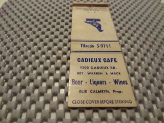 Vintage Cadieux Cafe Detroit,  Michigan Matchbook