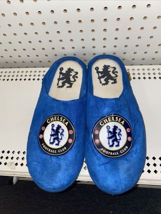 Chelsea Football Club Mens Indoor House Slippers Size 11 - 12 Blue