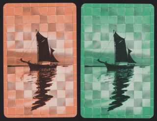 2 Single Vintage Swap/playing Cards Sail Boats Sea Id 