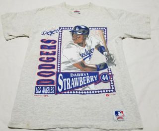 Vtg Nutmeg Darryl Strawberry La Dodgers 1990 Single Stitch T - Shirt Large
