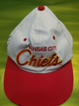 Vintage Kansas City Chiefs Snapback Hat Script Sports Specialties White Twill