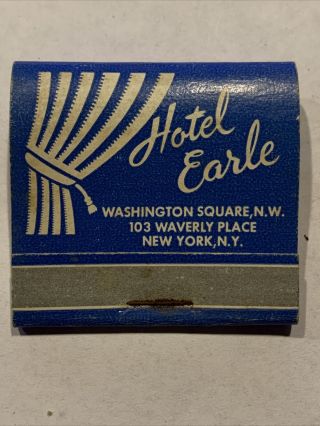 Vintage Matchbook Hotel Earle Cocktail York Ny Full