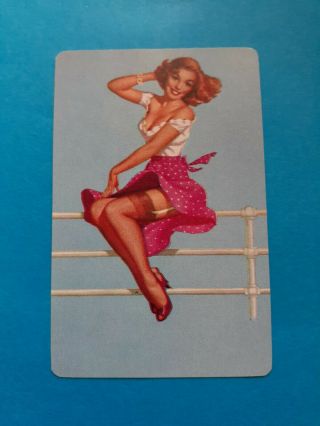 , Vintage,  Playing/swap Cards,  Pin - Up Girl,  Sitting On Fence Pre - Owned.