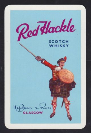 1 Single Vintage Swap/playing Card Red Hackle Scotch Whisky Gent Sword Shield