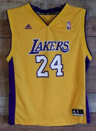 Boys L 14/16 Adidas Lakers Kobe Bryant Basketball Jersey Shirt Nba 24