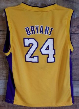 Boys L 14/16 Adidas Lakers Kobe Bryant Basketball Jersey Shirt NBA 24 2