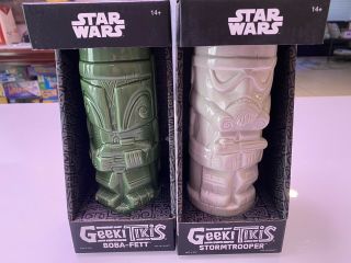 Star Wars Geeki Tiki Ceramic Mug Set (stormtrooper And Boba Fett)