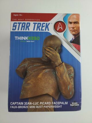 Icon Heroes Star Trek Tng Captain Picard Facepalm Bust Faux Bronze