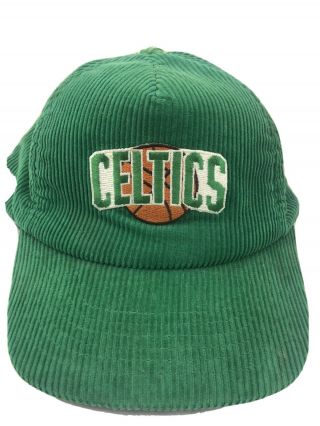Rare Vintage Boston Celtics Green Corduroy Adjustable Hat Basketball