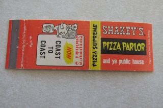 F542 Matchbook Cover Vintage Shakeys Pizza Parlor