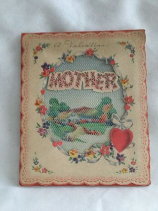 Vtg Greeting Card A Valentine For Mother Rust Craft Usa With Netting