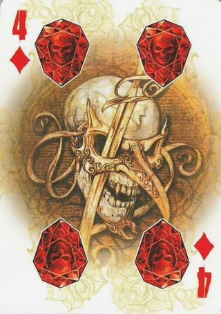 Alchemy England Gothic Vampire Skull Single Swap Playing Card 4 Of Diamonds
