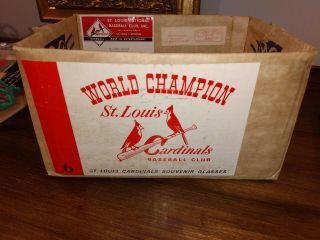 World Champion St.  Louis Cardinals Baseball Club 6 Souvenir Glasses Box Only