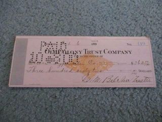 1900 Old Colony Trust Co.  Boston,  Bank Check On Revenue Stamp Paper