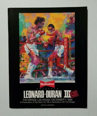Sugar Ray Leonard Vs Roberto Duran Iii Official Boxing Program 12/7/89 Las Vegas