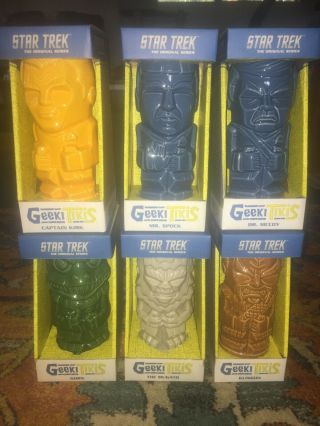 6 Mug Set Star Trek Geeki Tiki Kirk,  Spock,  Mccoy